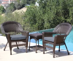 Espresso 3-Piece Cushioned Patio All-Weather Wicker Chat Set 24 Espresso 3-Piece Cushioned Patio All-Weather Wicker Chat Set -FurniHub Store 810478210