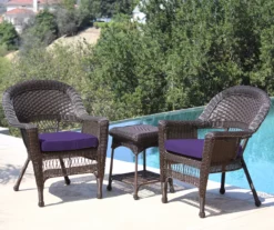 Espresso 3-Piece Cushioned Patio All-Weather Wicker Chat Set 28 Espresso 3-Piece Cushioned Patio All-Weather Wicker Chat Set -FurniHub Store 810478262