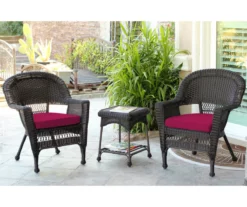 Espresso 3-Piece Cushioned Patio All-Weather Wicker Chat Set 41 Espresso 3-Piece Cushioned Patio All-Weather Wicker Chat Set -FurniHub Store 810478263 1