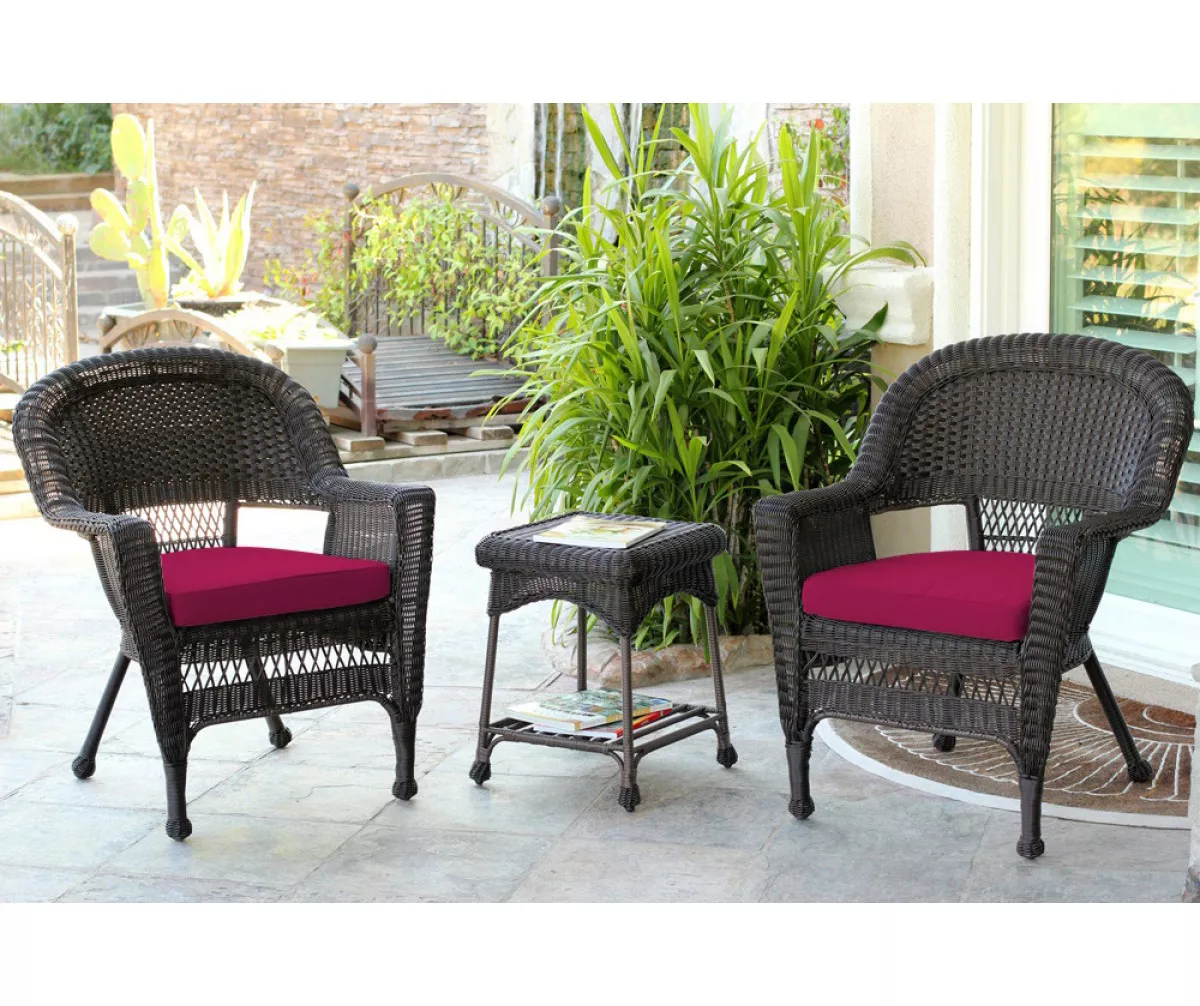 Espresso 3-Piece Cushioned Patio All-Weather Wicker Chat Set 22 Espresso 3-Piece Cushioned Patio All-Weather Wicker Chat Set - Image 20
