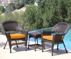 Espresso 3-Piece Cushioned Patio All-Weather Wicker Chat Set 30 Espresso 3-Piece Cushioned Patio All-Weather Wicker Chat Set -FurniHub Store 810478265