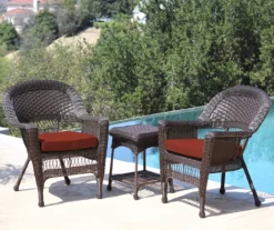 Espresso 3-Piece Cushioned Patio All-Weather Wicker Chat Set 35 Espresso 3-Piece Cushioned Patio All-Weather Wicker Chat Set -FurniHub Store 810478267