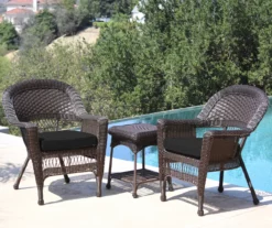 Espresso 3-Piece Cushioned Patio All-Weather Wicker Chat Set 36 Espresso 3-Piece Cushioned Patio All-Weather Wicker Chat Set -FurniHub Store 810478268
