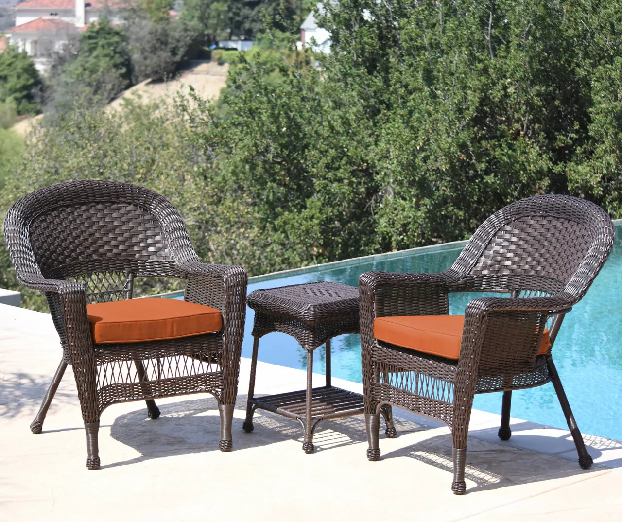 Espresso 3-Piece Cushioned Patio All-Weather Wicker Chat Set 10 Espresso 3-Piece Cushioned Patio All-Weather Wicker Chat Set - Image 8