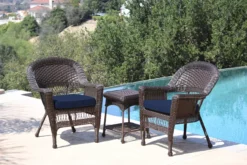 Espresso 3-Piece Cushioned Patio All-Weather Wicker Chat Set 31 Espresso 3-Piece Cushioned Patio All-Weather Wicker Chat Set -FurniHub Store 810478270