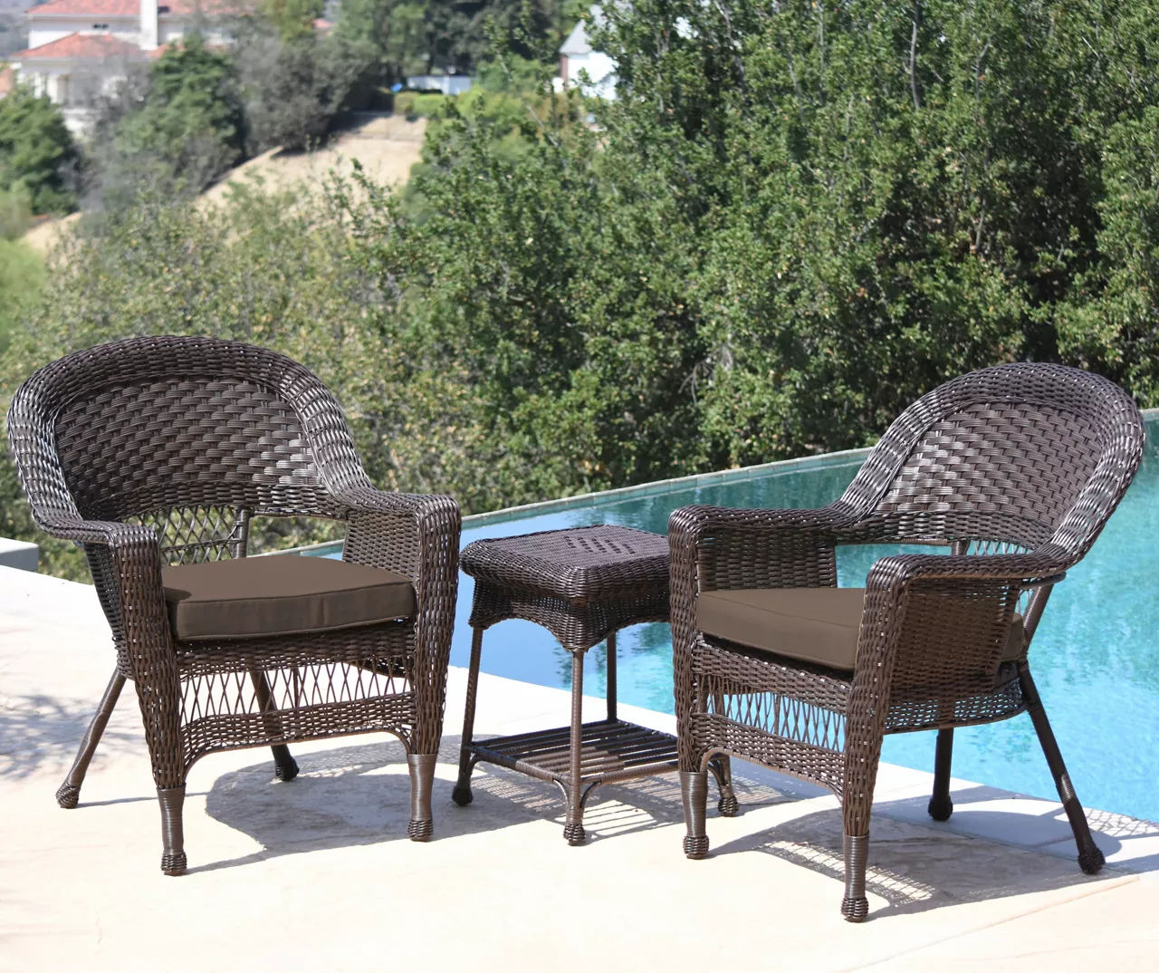 Espresso 3-Piece Cushioned Patio All-Weather Wicker Chat Set 15 Espresso 3-Piece Cushioned Patio All-Weather Wicker Chat Set - Image 13