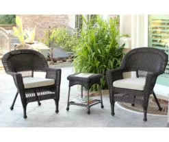 Espresso 3-Piece Cushioned Patio All-Weather Wicker Chat Set 38 Espresso 3-Piece Cushioned Patio All-Weather Wicker Chat Set -FurniHub Store 810478272 1