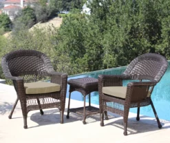 Espresso 3-Piece Cushioned Patio All-Weather Wicker Chat Set 23 Espresso 3-Piece Cushioned Patio All-Weather Wicker Chat Set -FurniHub Store 810478272
