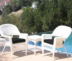 White 3-Piece Cushioned Patio All-Weather Wicker Chat Set -FurniHub Store 810478396
