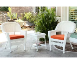 White 3-Piece Cushioned Patio All-Weather Wicker Chat Set -FurniHub Store 810478397 1