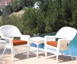 White 3-Piece Cushioned Patio All-Weather Wicker Chat Set -FurniHub Store 810478397