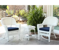 White 3-Piece Cushioned Patio All-Weather Wicker Chat Set -FurniHub Store 810478398 1