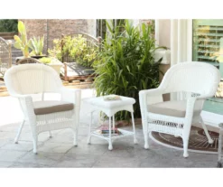 White 3-Piece Cushioned Patio All-Weather Wicker Chat Set -FurniHub Store 810478400 1