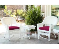 White 3-Piece Cushioned Patio All-Weather Wicker Chat Set -FurniHub Store 810478405 1