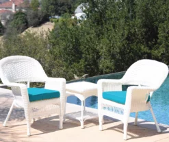 White 3-Piece Cushioned Patio All-Weather Wicker Chat Set -FurniHub Store 810478406