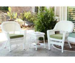White 3-Piece Cushioned Patio All-Weather Wicker Chat Set -FurniHub Store 810478409 1