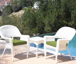 White 3-Piece Cushioned Patio All-Weather Wicker Chat Set -FurniHub Store 810478409