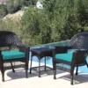 Black 3-Piece Cushioned Patio All-Weather Wicker Chat Set -FurniHub Store 810478421