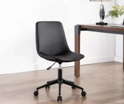 Black Faux Leather Swivel Office Chair -FurniHub Store 810491963