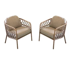 Aurora Pines All-Weather Wicker Patio Cushioned Chairs, 2-Pack