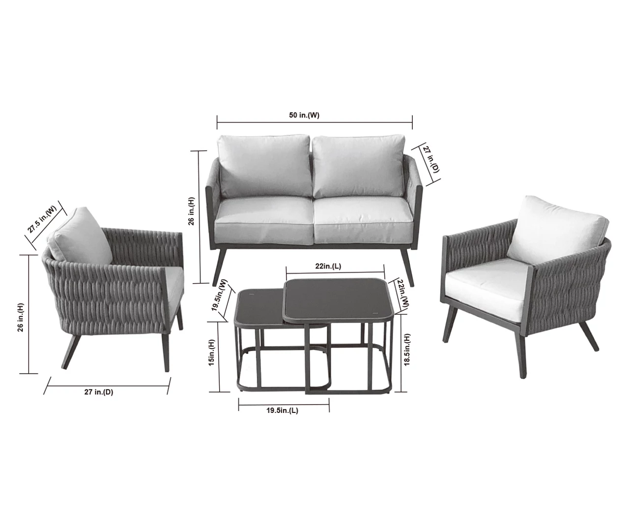 Oak Parkway Cord 5-Piece Cushioned Patio Seating Set 13 Oak Parkway Cord 5-Piece Cushioned Patio Seating Set - Image 11