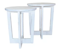 Distressed White 2-Piece Nesting Side Table Set -FurniHub Store 810500568 2