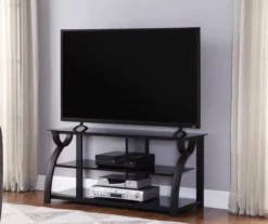 44" Black Glass & Metal TV Stand 5 44" Black Glass & Metal TV Stand -FurniHub Store 810502584 1