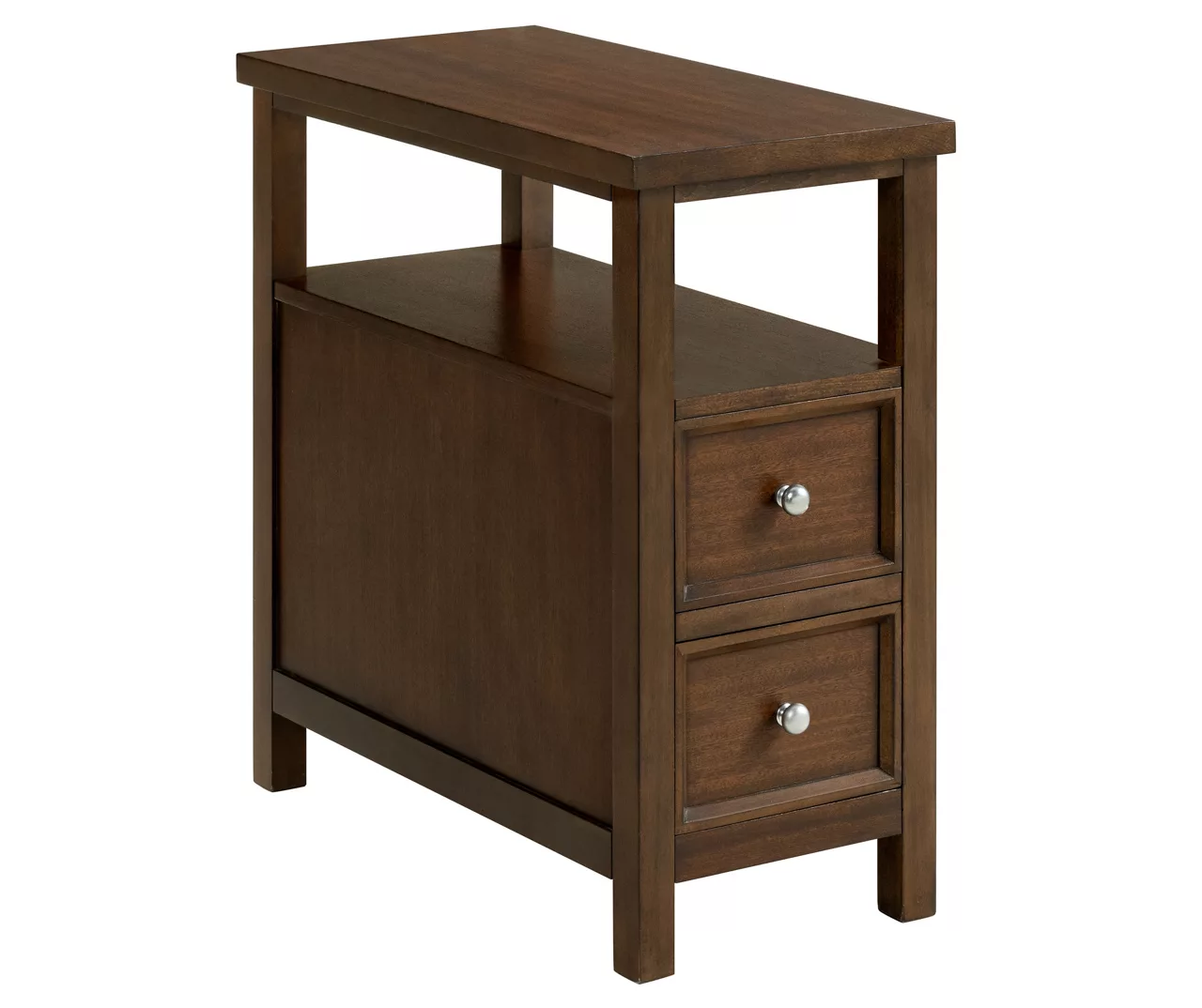 Walnut 2-Drawer End Table With Shelf 3 Walnut 2-Drawer End Table With Shelf