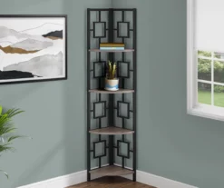 Dark Taupe Square 4-Shelf Corner Bookcase -FurniHub Store 810512904 1