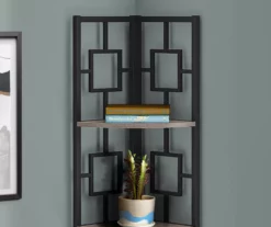 Dark Taupe Square 4-Shelf Corner Bookcase -FurniHub Store 810512904 4