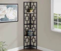 Black Square 4-Shelf Corner Bookcase -FurniHub Store 810512905 1