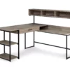 Dark Taupe & Black L-Shaped Corner Desk -FurniHub Store 810512936 2