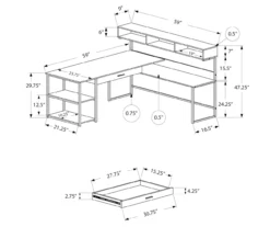 Dark Taupe & Black L-Shaped Corner Desk 9 Dark Taupe & Black L-Shaped Corner Desk -FurniHub Store 810512936 3