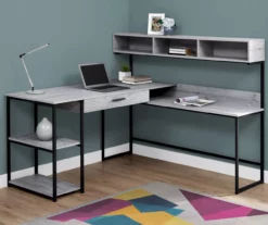 Monarch L-Shaped Corner Desk With Hutch -FurniHub Store 810512937 1