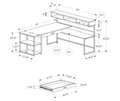 Monarch L-Shaped Corner Desk With Hutch -FurniHub Store 810512937 3