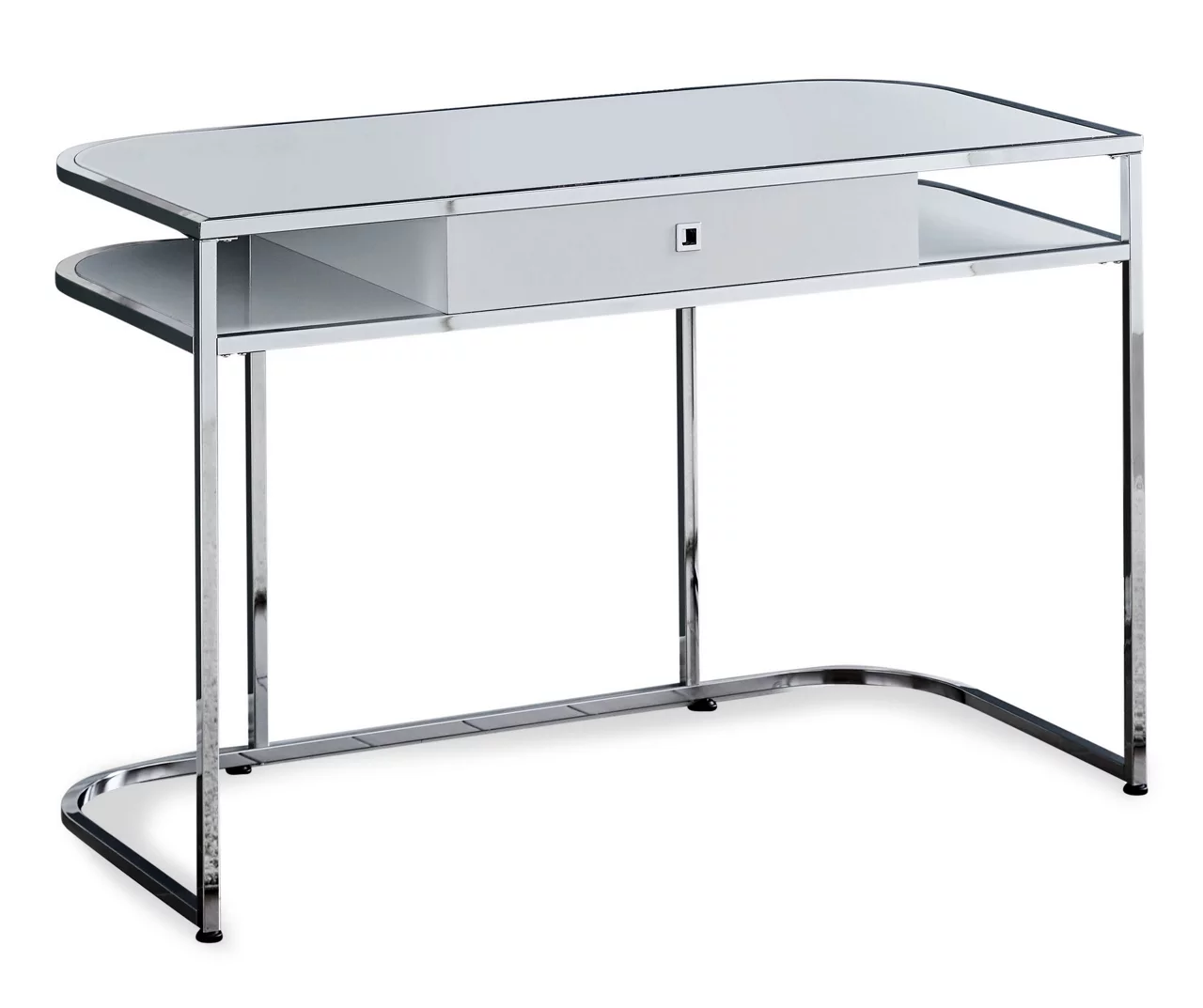 White & Silver Chrome Office Desk 3 White & Silver Chrome Office Desk