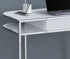 White & Silver Chrome Office Desk 10 White & Silver Chrome Office Desk -FurniHub Store 810512954 4