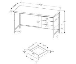Monarch Reclaimed 3-Drawer Computer Desk -FurniHub Store 810512955 3