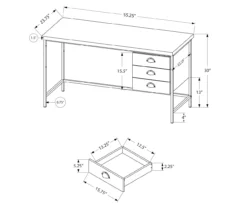 Monarch Reclaimed 3-Drawer Computer Desk -FurniHub Store 810512956 3
