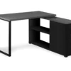 Gray & Black L-Shaped 3-Drawer Computer Desk -FurniHub Store 810512962 2