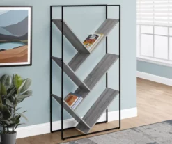 Gray 5-Shelf Slanted Bookcase -FurniHub Store 810512987 1