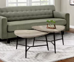 Taupe Reclaimed Triangular 2-Piece Nesting Table Set -FurniHub Store 810512994 1