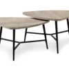 Taupe Reclaimed Triangular 2-Piece Nesting Table Set 2 Taupe Reclaimed Triangular 2-Piece Nesting Table Set -FurniHub Store 810512994 2