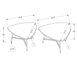 Taupe Reclaimed Triangular 2-Piece Nesting Table Set -FurniHub Store 810512994 3
