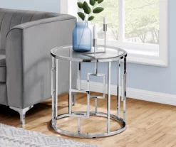 Silver Greek Key End Table -FurniHub Store 810512997 1