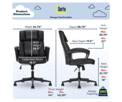 Hannah Black Bonded Leather Office Chair -FurniHub Store 810513552 A0 3