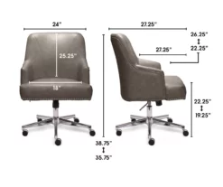 Leighton Gray Memory Foam Bonded Leather Office Chair -FurniHub Store 810513560 3