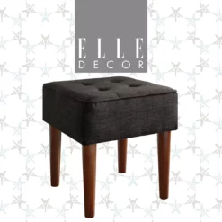 Aria Charcoal Grey Tufted Stool -FurniHub Store 810513578