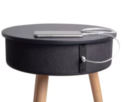 Black End Table With Bluetooth Speaker & USB Port -FurniHub Store 810513609 2 1