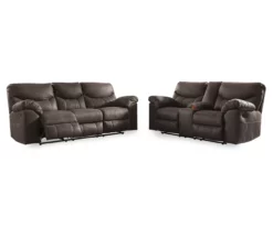 Boxberg Teak Faux Leather Reclining Sofa -FurniHub Store 810519659 810519658